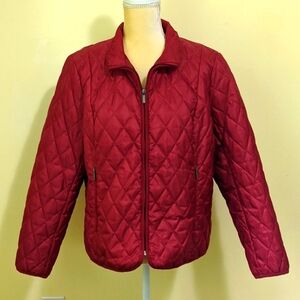 Lands' End Burgundy Quilted Puffer Jacket